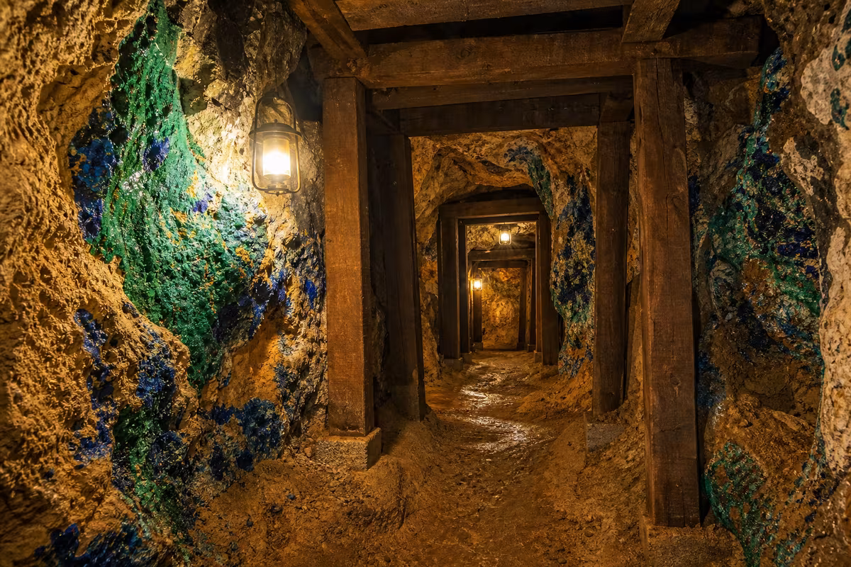 Galeries de la Mine de Cap Garonne, minéraux de cuivre